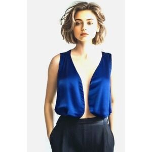 Tomas Maier Bottega Veneta Vest Size XS Blue Silk Cotton Gilet Sleeveless NWT